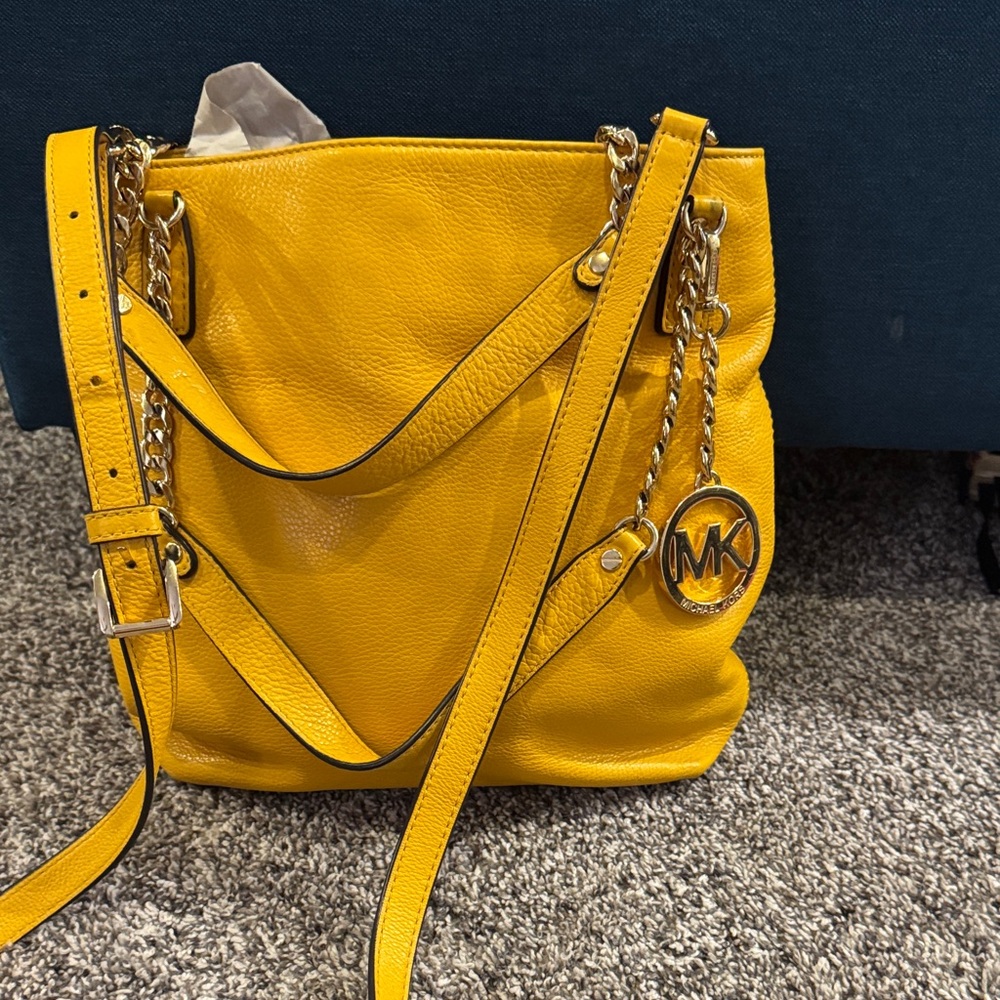 Michael Kors Yellow Shoulder Bag with Gold Accents
